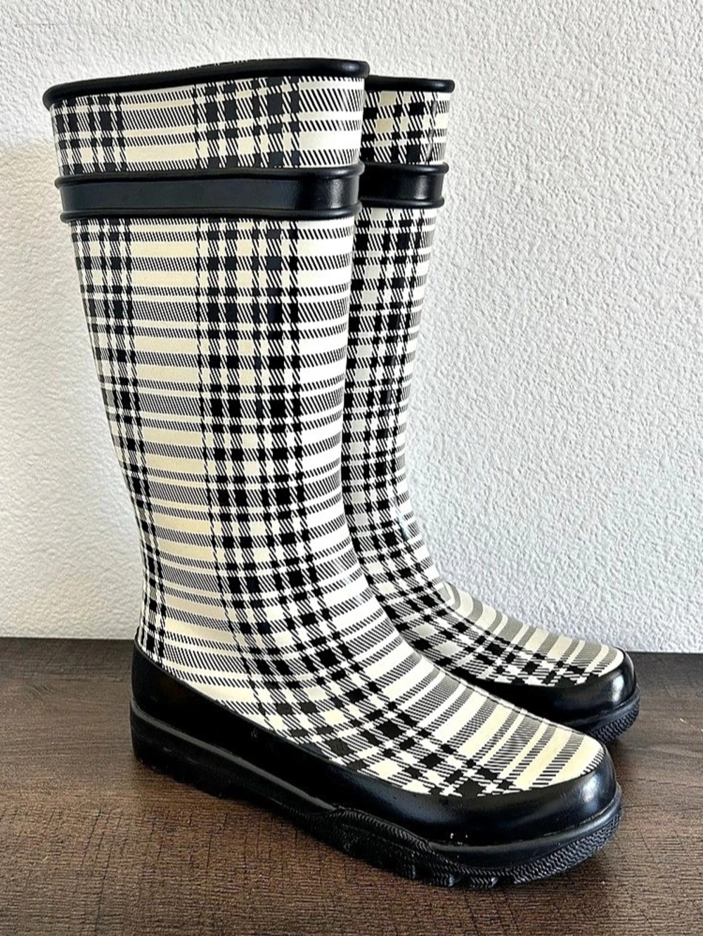 Sperry Waterproof Rubber Boot Plaid Rain Boots US 9M